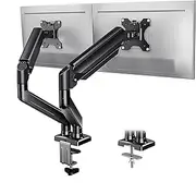 Dual Monitor Desk Mount Stand, 360° Swivel, Gas Spring Arm, Fits 13-32 inch Screens up to 22 lbs, C-Clamp or Grommet Base