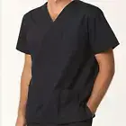 Unisex Plain Scrubs Top Medical Nursing Hospital Uniform Navy Mid Blue | SCRUBS