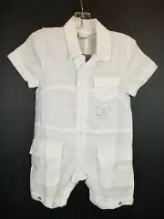 3Pommes Baby Boy's White Linen Jumper Outfit City Chic Size 6M