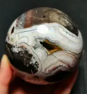 TOP 429G Natural Polished Mexico Banded Agate Crystal Sphere Ball Healing YY835