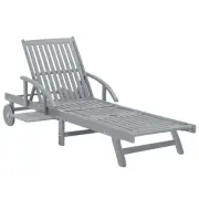Garden Sun Lounger Outdoor Furniture Day Bed Solid Wood Acacia Grey vidaXL