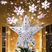 Christmas Tree Topper Lighted Star Tree Toppers with LED Rotating Snowflake