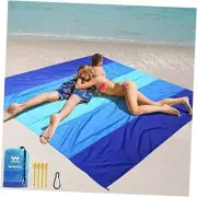 Beach Blanket Waterproof Sandproof Beach Mat 79" X 79" X 83"（1-4person） Blue