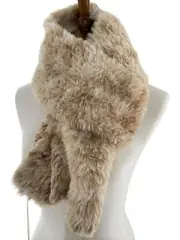NEW Dylan Beige Knitted Faux Fur Scarf Chamois Wrap OS