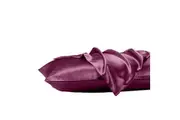 3pc Royal Comfort Satin King Bed Fitted Sheet Set w/2x Pillowcase Malaga Wine