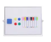 Dry Wipe White Board with Silver Aluminium Frame and Water-Based Pens
