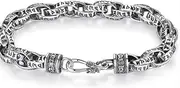 [DUUDAH] Jewelry Bracelet,Beaded Bracelets,Man Tibetan silverBracelet Adjustable Cuff Bangle Hand Carve Vintage Pattern Chinese Bracelets Birthday Gifts for Friend Couples (Color : A, Size : 18cm)