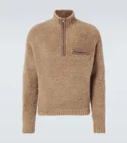 [Auralee] Auralee Wool-blend bouclé half-zip sweater XS beige