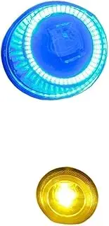 2 Pieces LED Angel Eye Fog Light Assembly Compatible For Toyota Tundra 2014-2019 - Right & Left H11 12V DRL(Blue and Yellow)