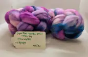 Hand Dyed Wool Combed Top Roving Merino Purples Blues Pinks