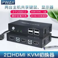 在飛比找樂天市場購物網優惠-免運 KVM切換器2口HDMI二進一出兩臺雙電腦共用顯示器鍵