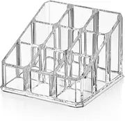 Lannso 9 Lipsticks Holder, Clear Acrylic Lipgloss Lipstick Storage Case, 3 Rows Cosmetics Storage Display (QS223)