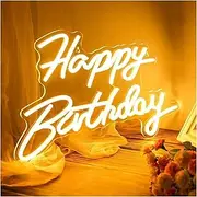 Hanging Art Neon Signs Neon Happy Birthday Sign 42x30cm Light Sign For Birthday Party Decoration USB Powered Kids With Switch (Color : Warm white)