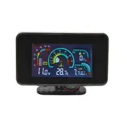 4 in 1 LCD 12V/24V Oil Pressure Voltmeter Volt Water Temperature Oil Fuel Gauge with 10mm Sensor fo black