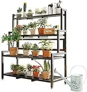 4 Tier Ladder Plant Stand, Heavy Duty Metal Plants Rack, Tall Corner Plant Stand Indoor Outdoor, Multifunctional Storage Rack Rustproof Plant Shelf for Patio Living Room Garden Balcony