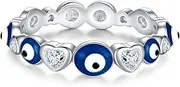 Mic Tai Evil Eye Ring for Women: Sterling Silver Evil Eye Ring Protective Band CZ Rings Lucky Dainty Evil Eye Jewelry Gifts For Women Size 6-9