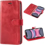 Mulbess Vintage iPhone 11 Case, iPhone 11 Phone Case, Flip Leather Wallet Phone Cover for iPhone 11, Wine Red