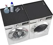 OZERNE 2-Pack 60×50 cm Washer and Dryer Top Protector Mat, Foldable Non-Slip Waterproof Silicone Dust-Proof Washing Machine Cover Mat for Laundry Room, Home Appliance and Kitchen Mat (Black, M)