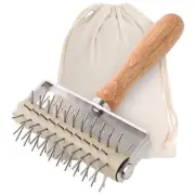 Pizza Dough Docker, Professional Dough Roller with Stainless Steel Spikes Woo...
