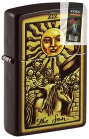 Zippo 48452 The Sun Tarot Card Design Brown Lighter + FLINT PACK