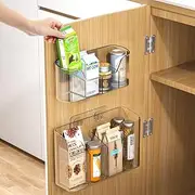Pack of 2 Kitchen Cabinet Door Storage Box, Self-Adhesive Wall Mounted Storage Box, Cupboard/Bathroom/Fridge Small Items Organiser Storage Box