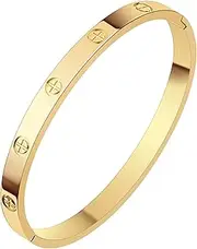 [LUCSIS] Hinge Bangle Bracelet Stainless Steel 18K Gold Plated with Love 5A Grade Cubic Zirconia, Friendship Love Bracelet Jewelry gifts for women Teen Girls