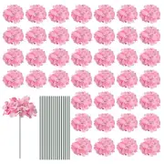 30pack Silk Artificial Hydrangea Flowers Heads with Stems Wedding Garden Home