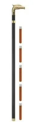 MAJESTIC EAGLE HIDDEN FLASK CANE WITH 5 GLASS FLASKS INCLUDED