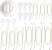 Glarks 18Pcs 6/8/10 Inch Invisible Plate Hangers with Wall Hooks Assortment Kit, Stainless Steel Spring Style Wire Plate Hangers Wall Plate Hangers Dish Display Holders for Decorative Plates and Art