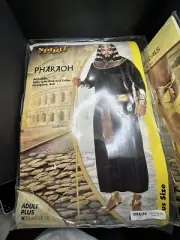 New Spirit Pharaoh Robe & Roman Gold Sandals Halloween Costume Adult Plus Size