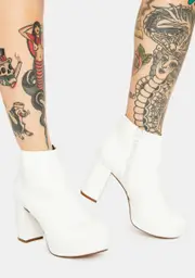 [Chelsea Crew] White Disco Ankle Booties