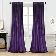 Roslynwood Purple Velvet Curtains for Living Room - Velvet Curtain Panels Privacy Rod Pocket Window Drapes for Bedroom,W52 by L96 inches, 2 Panels