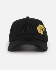 [New Era] New Era New York Yankees 'Gold Rose Embroidery' 9forty A-frame Snapback Black/gold - Size ONE ONE Black/Gold