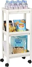Okam 3-Tier Slim Storage Trolley Cart - Slimline Bathroom and Kitchen Storage Unit with Hooks, Aeration Holes, Smooth Wheels, Perfect for Narrow Gaps, White. Stands 75cm Tall Narrow Storage Unit