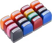 uxcell Office Stamps Set Self Inking, 16 Pack Pre Inked Message Stamp Refillable Business Stamp Rubber Stamp for Office Home, Multicolor