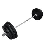 Total 129kg - 150cm Olympic Barbell Bar Weight Set - Rubber Coated Weight Plate