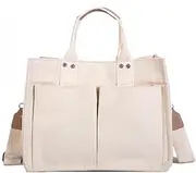 [outret] Women's Canvas Messenger Bag, Large Capacity, Convertible/Multi-wear Style, 33x25x15.5cm