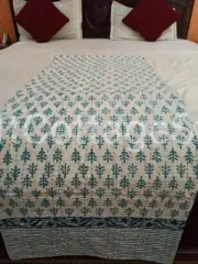 Unique Indian Cotton Hand Block Print Quilt Throw Kantha King Size Bedspread