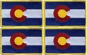 [Patchion] Set of Four - Flag of Colorado - Black VeIcro/Hook and Loop Backing - Embroidered Patch/Badge/Emblem