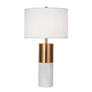 60cm White Marble Bedside Modern Desk Table Lamp Living Room Shade With Cylinder Base