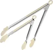 PHENOFICE 2pcs Christmas Food Clips Serving Utensils Tongs Serving Utensils Tongs Cooking Cooking Tong Buffet Tong Bread Clip Dessert Clamp Buffet Dessert Clamps Beige Silica Gel