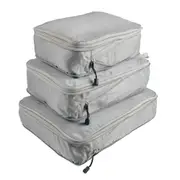 Set of 3Pcs Travel Compressible Packing Cube Pouch Clothes Storage Bags Suitcase Luggage Organizer -Grey