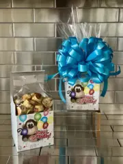 Happy Birthday Reese’s Peanut Butter Cups Gift Basket-Box Wrap & Turquoise Bow