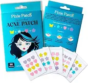 Pixie Patch - Pimple Patch for Face (60 count), Teens and Adults, Absorbing Hydrocolloid, Cute Star Sticker, Butterfly, Love Heart and Flower Pimple Patches, Multicoloured Acne Spot Cover, Skincare, Acne Treatment