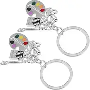 [BESPORTBLE] Art Palette Keychain for Painters Durable Paintbrush Charm Key Ring Unique Art present for Graduations and Daily Use