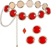[Dxhycc] Halloween Cosplay Waist Belt Red Gems Belt with Red Gems Diamond for Costumes, Red, red