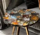 24" Natural Agate Stone Round Coffee Table Top Living Room Corner Side Decor