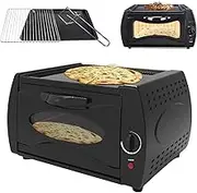 Oven Mini Pizza Chapati Roti Lahmacun Manakish Naan Bread Maker, 15L Countertop Tandoor Oven Pizza Maker with Disk & Clamp, 0-380℃ Temperature Control for Takeaway Kitchen Appliance Round gate