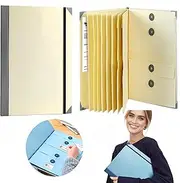 FeBohao Document Organiser in Case I Go Missing Binder Recipe Folder Filing Organiser Letter Paper Document Box Ring Binder Expanding File Compendium A4 Display Folde (Yellow)