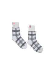 tartan-check mid-calf socks One size Gray